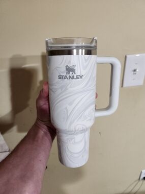 40oz Stanley White Marble Travel Mug with Handle